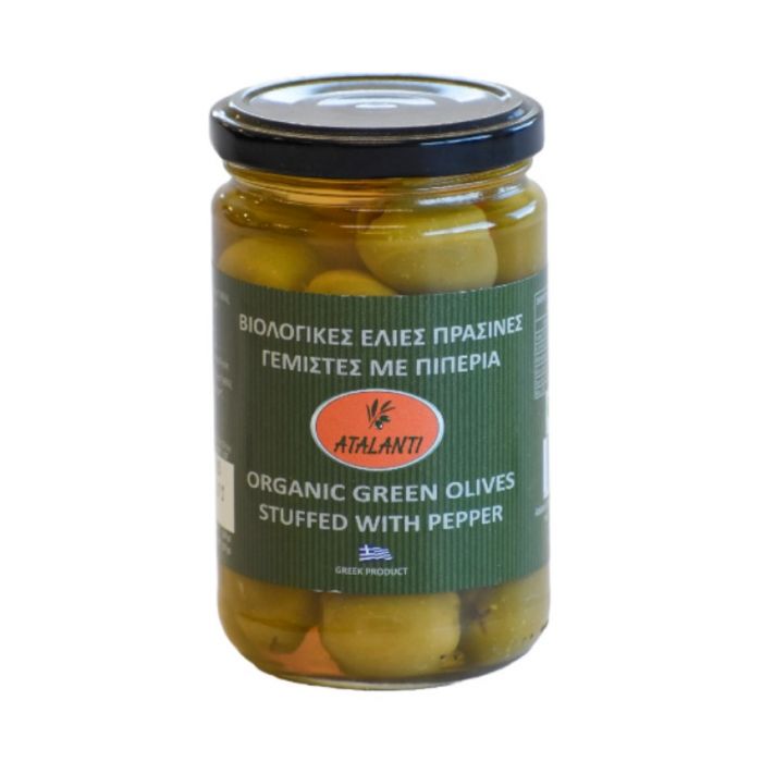 Organiczne zielone oliwki z papryką Atalanti 320g