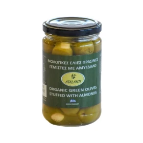 Organiczne oliwki zielone z migdałem, w solance, 320g