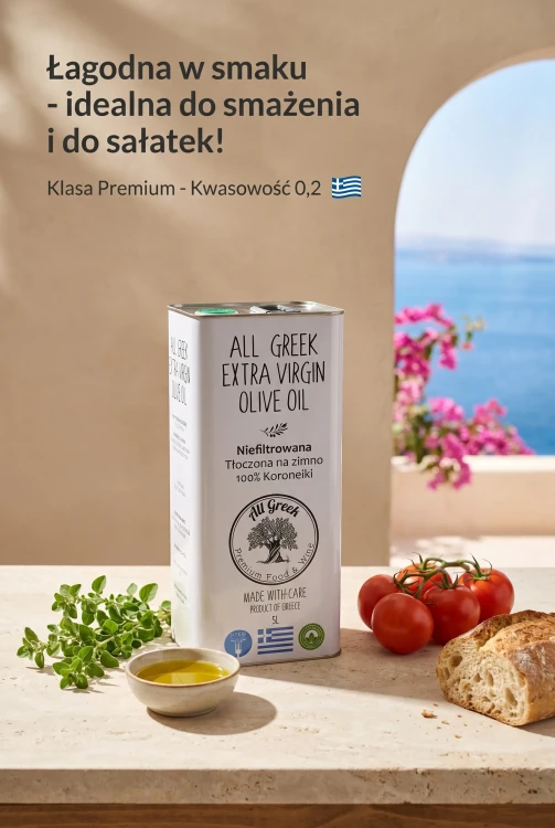 Grecka oliwa Koroneiki 5L o bardzo niskiej kwasowości poniżej 0,2%