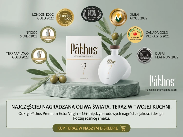 Grecka oliwa wysokopolifenolowa Pathos BIO w eleganckim pudełku