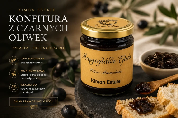 Konfitura z Greckich Czarnych Oliwek BIO Kimon Estate 210 g